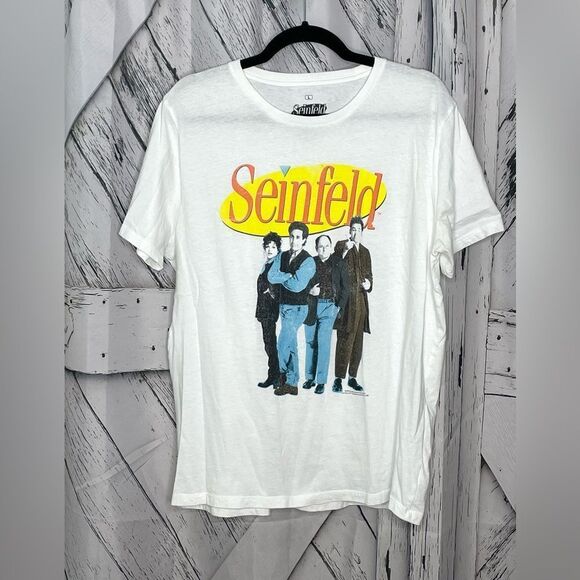 Seinfeld T-shirt Jerry Elaine Kramer George White Short Sleeve Unisex Large - Picture 1 of 5